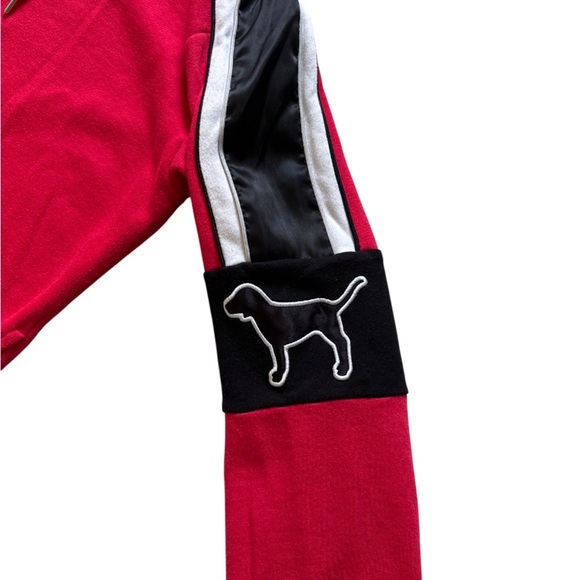 Victoria Secret Campus Sherpa Hood Dog Hoodie Pullover Color Red Half Zip L - Picture 2 of 10